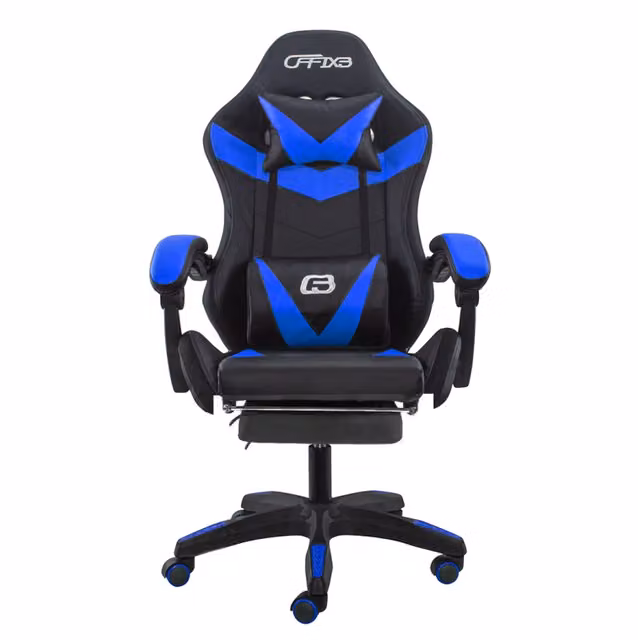 Sedia da Gaming Ergonomica 66x60x134 cm con Poggiapiedi in Similpelle Blu