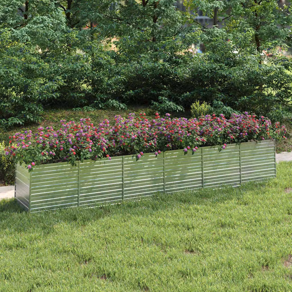 Letto rialzato da giardino vidaXL in acciaio zincato argento L: 480 cm, P: 80 cm, H: 77 cm