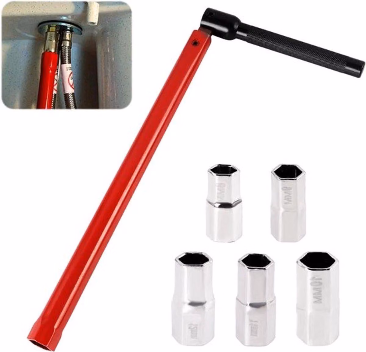 Kit completo per il collegamento di miscelatori - chiave da 8-12 mm per installazioni idrauliche e rubinetteria di base
