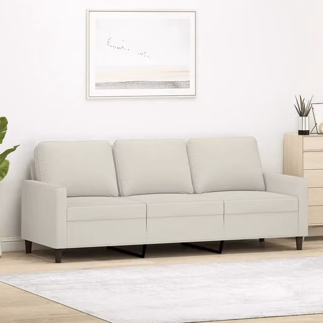 Divano a 3 posti moderno vidaXL in velluto beige con struttura in metallo per il tuo soggiorno L: 198 cm, P: 80 cm, H: 77 cm