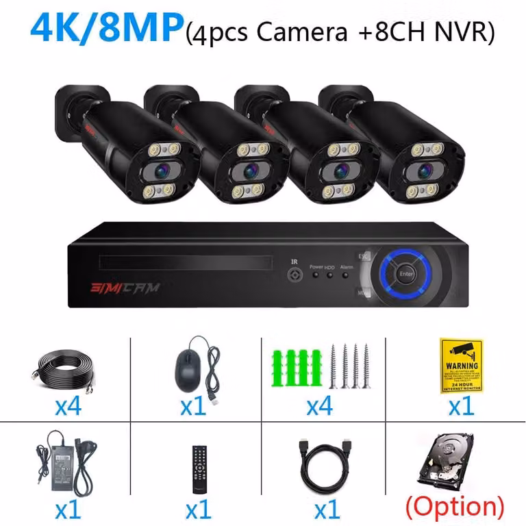 Sistema di sicurezza 4K - Videosorveglianza - Kit di videosorveglianza - Sistema di telecamere IP - Sistema di sorveglianza