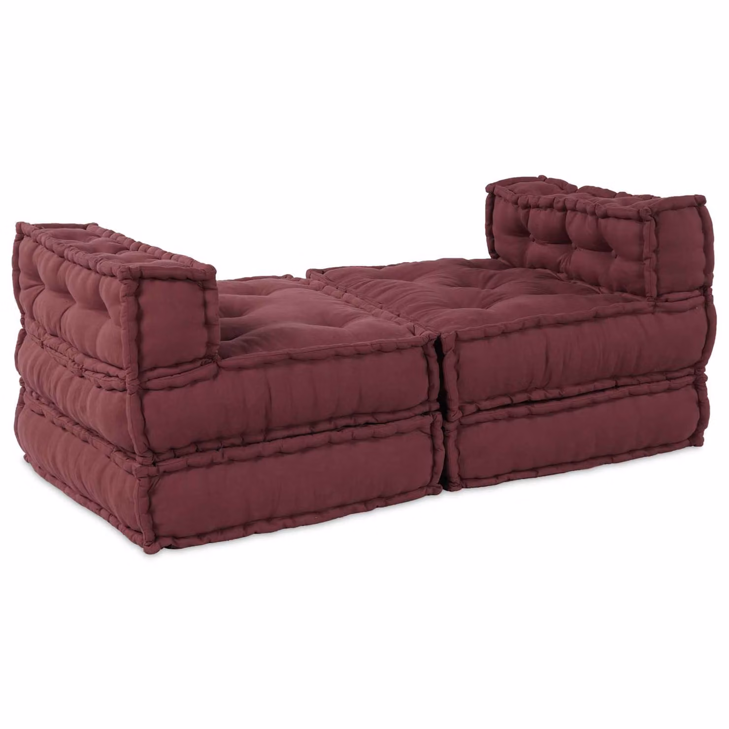 vidaXL Unità di Divano Modulare a L in Tessuto Rosso con Imbottitura in Schiuma, L/P/H: 210 x 140 x 56 cm