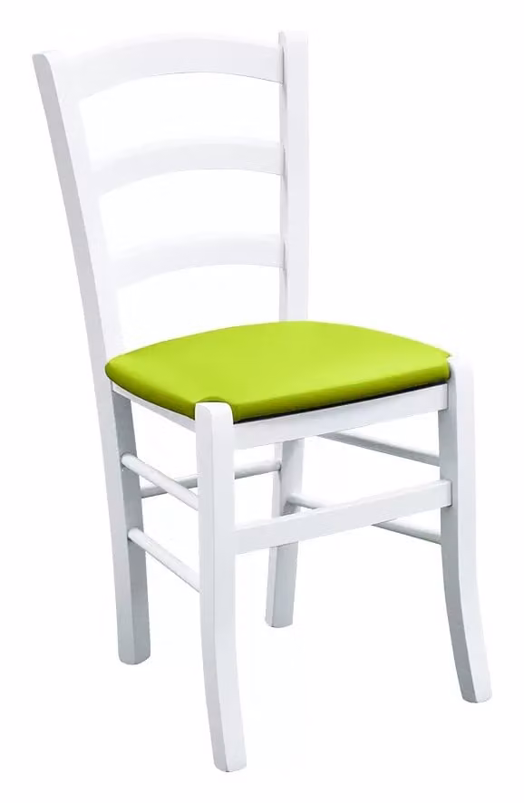 Set di 2 sedie in legno di faggio bianco con seduta imbottita in tessuto per sala da pranzo Mobili 2G