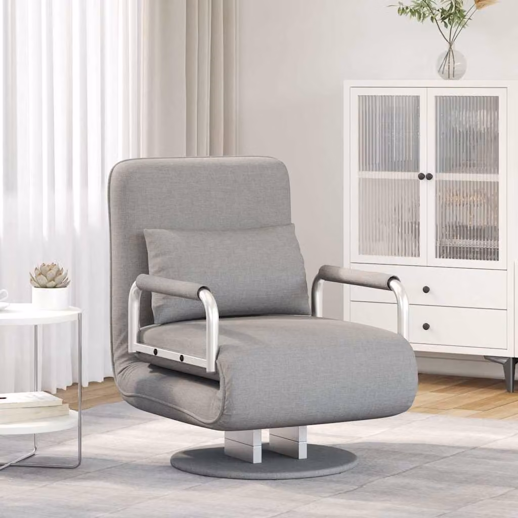 vidaXL Divano Letto Girevole con Braccioli in Tessuto Grigio con Struttura in Metallo