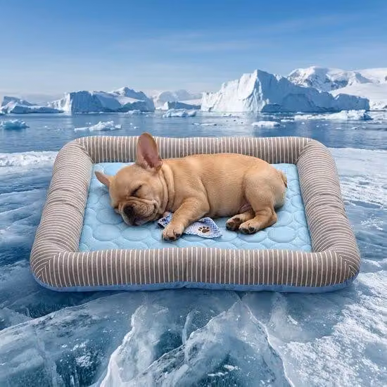 Tappetino refrigerante per cani e gatti - Modello estivo - Traspirante e lavabile - Fondo antiscivolo - Colore: blu - Taglia: S (45x35 cm)