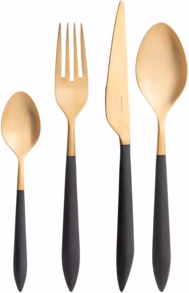 ARES, Posate Finitura Oro Set 24 pz, Scatola Wengè, Casa Bugatti Colore: Nero