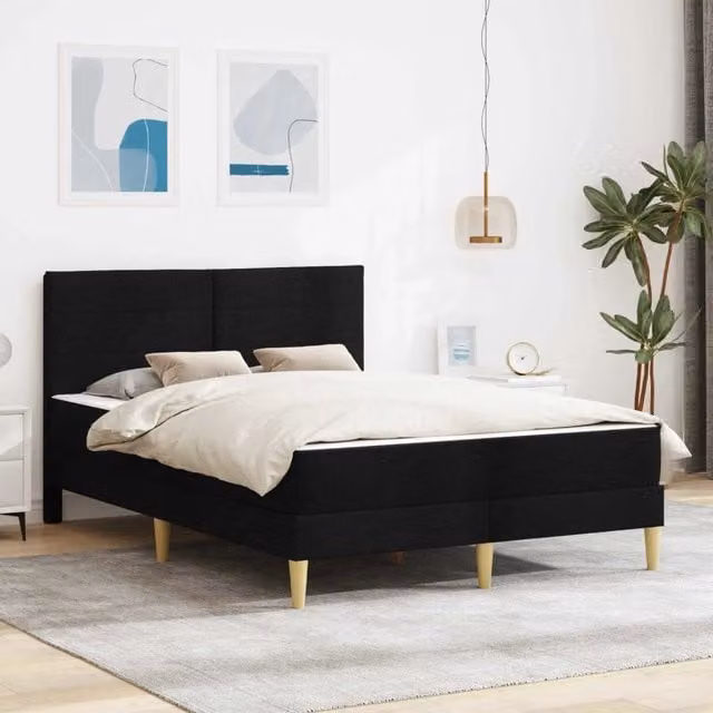 Struttura del letto-Giroletto Nero 120 x 190 cm Poliestere