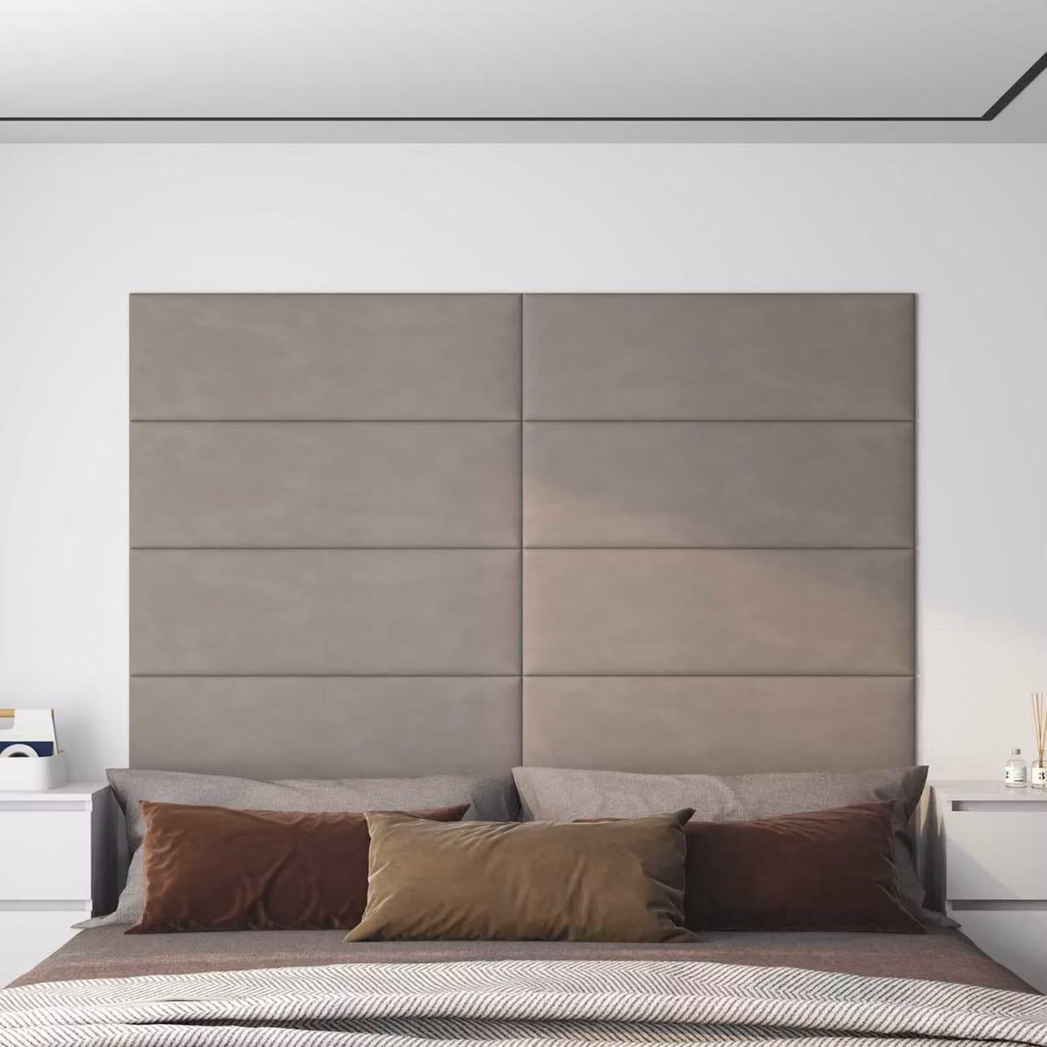 Testiera da parete imbottita vidaXL in velluto grigio, set di 12 pannelli moderni per camera da letto