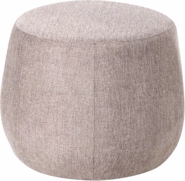 Pouf rotondo moderno Drum BELIANI in tessuto beige e marrone con struttura in legno per soggiorno e camera da letto, L: 61 cm, P: 61 cm, H: 43 cm
