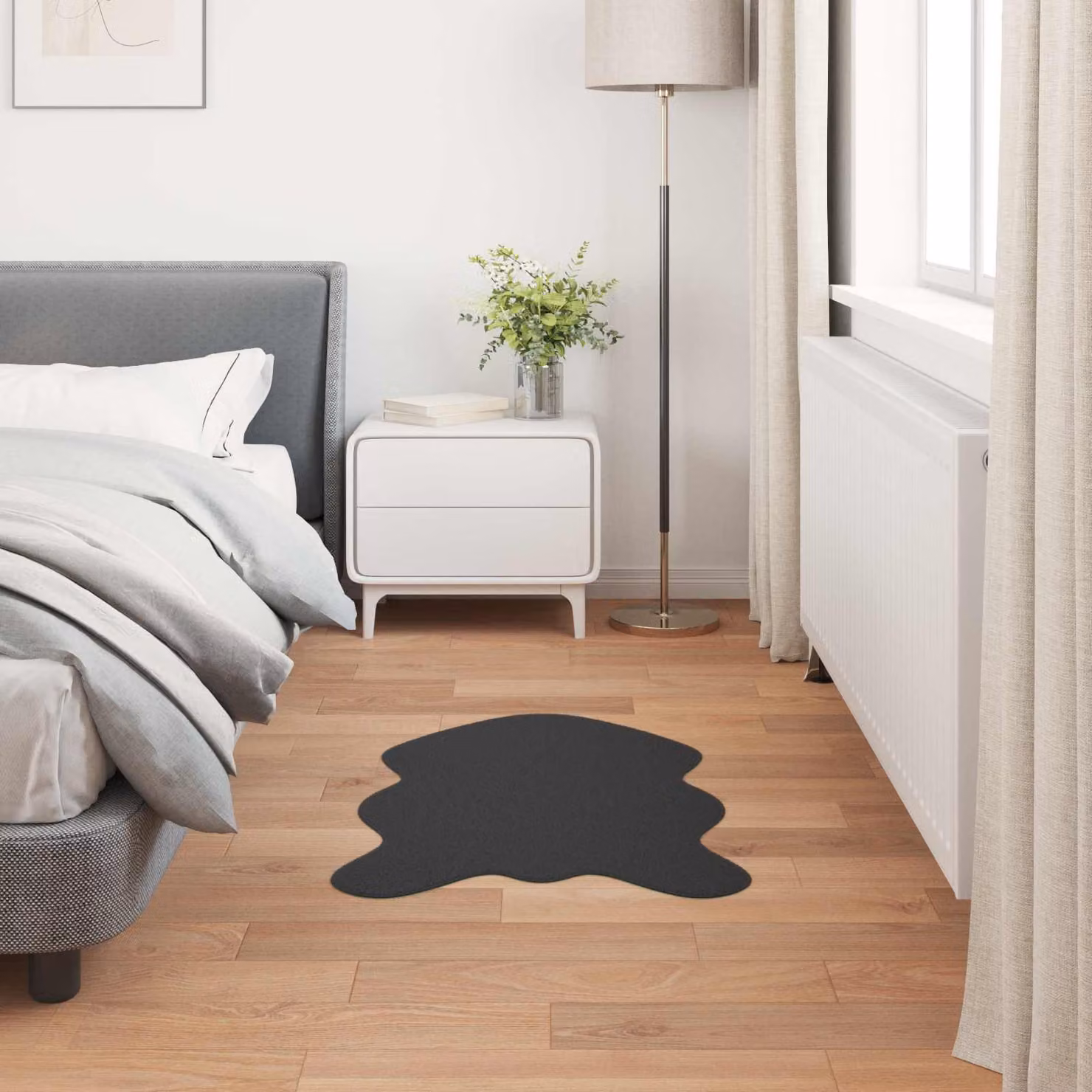 Tappeto antiscivolo vidaXL in ecopelliccia sintetica nera per soggiorno e camera da letto