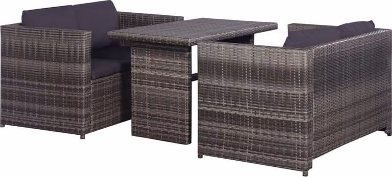 Maison Exclusive - Set da bistrot 3 pezzi con cuscini in polyrattan grigio