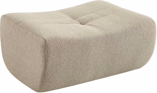 Poggiapiedi Sokol Sweeek in bouclé testurizzato per poltrona, disponibile in beige, marrone o giallo, L: 70 cm, P: 35 cm, H: 35 cm – 1