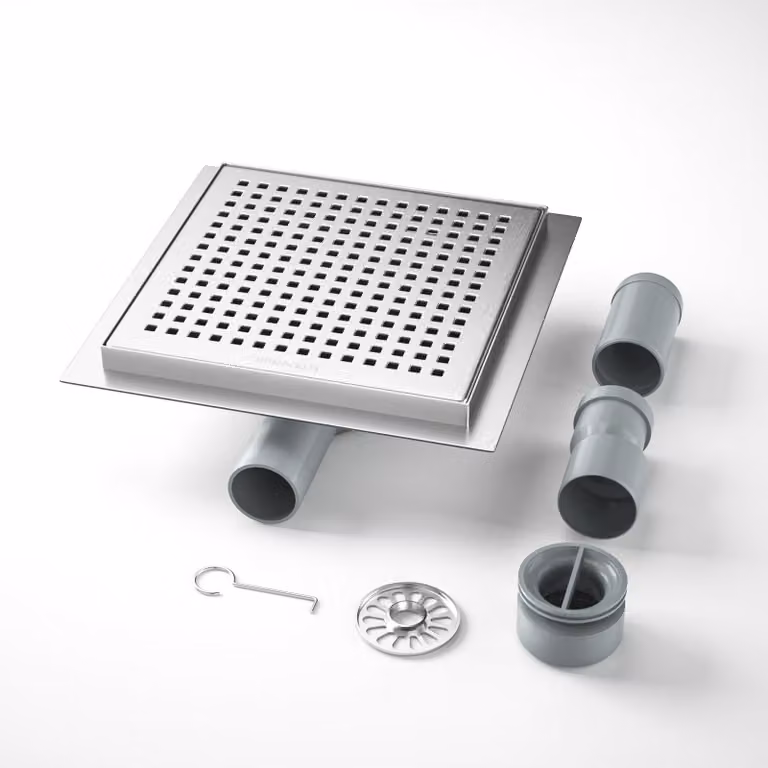 Scarico per doccia in acciaio inossidabile, dimensioni 20x20 cm, con sistema anti-odore