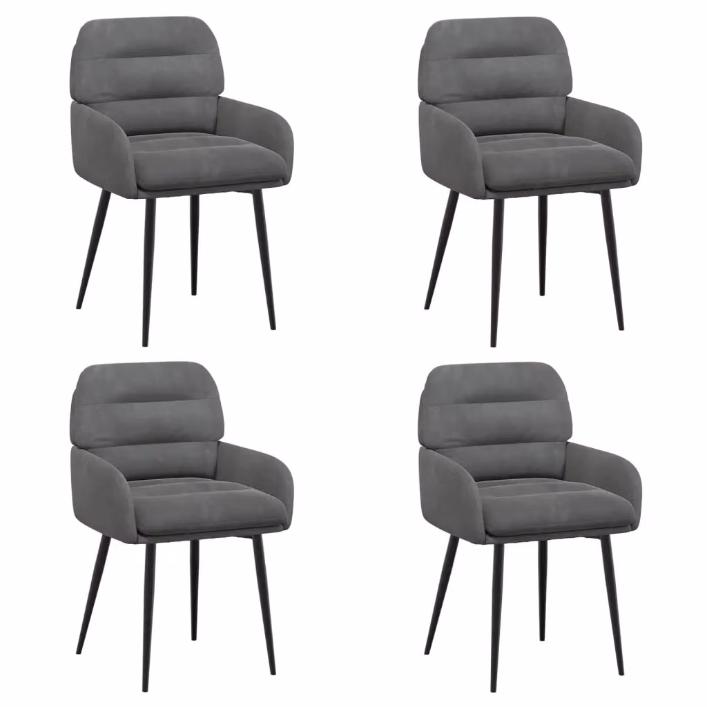 Set di 4 sedie da pranzo moderne vidaXL in velluto grigio con struttura in metallo, L: 59 cm, P: 59,5 cm, H: 90 cm – 2