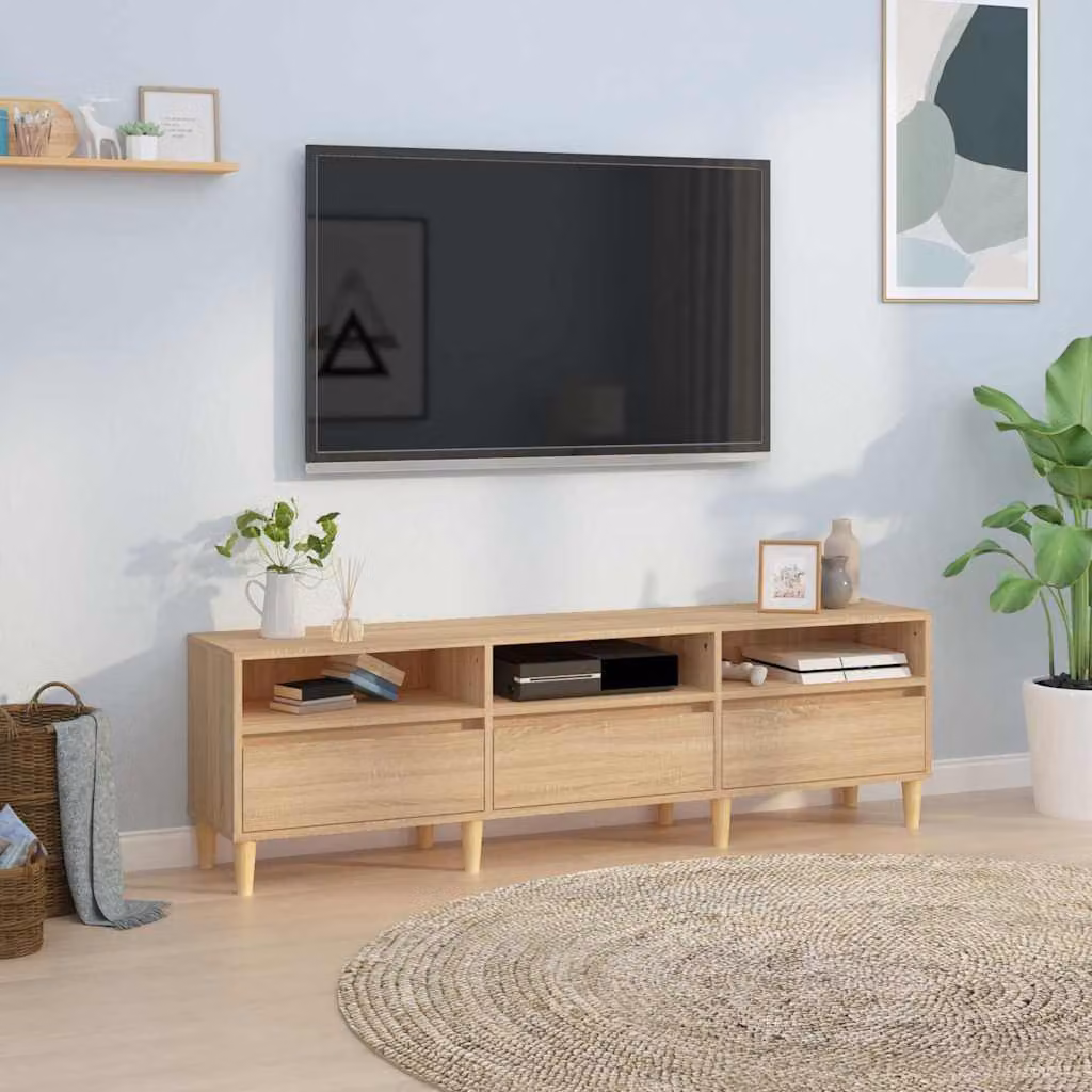 Mobile Porta TV vidaXL Rovere Sonoma Marrone in Legno con Ruote L: 150 cm, P: 30 cm, H: 44,5 cm