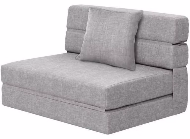 Divano letto pieghevole, colore grigio chiaro, dimensioni 100 x 190 cm