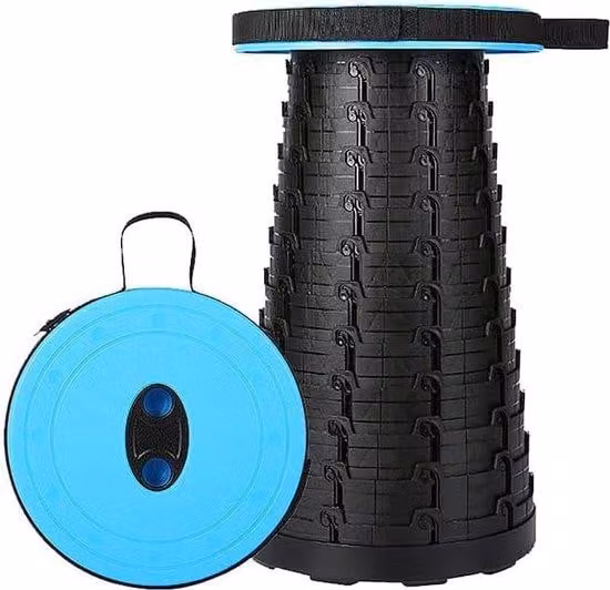 Sedia pieghevole leggera, portatile per tenda e campeggio, regolazione telescopica dell'altezza, fino a 180 kg, blu, per uso interno ed esterno