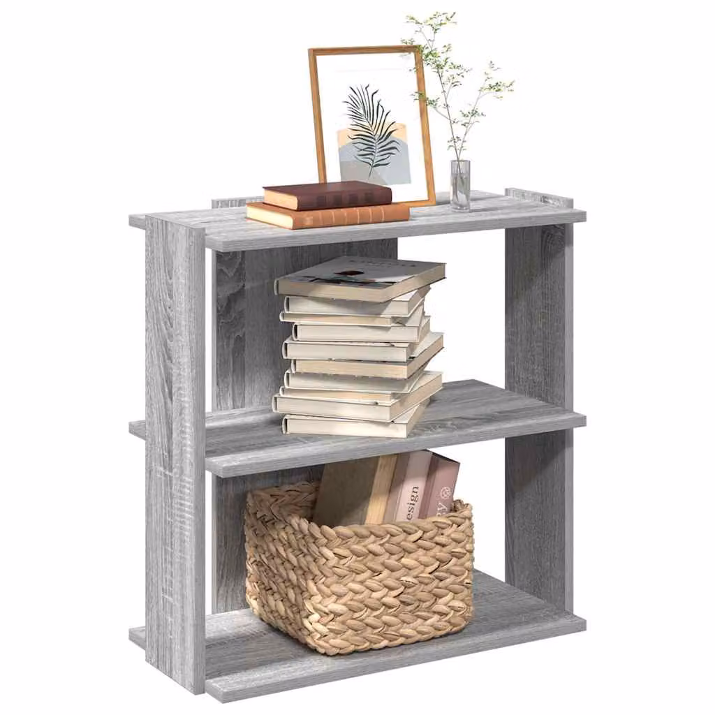 Libreria vidaXL a 3 Ripiani Grigia in Legno e MDF, Design Moderno a Parete, L 60 x P 30 x H 60 cm