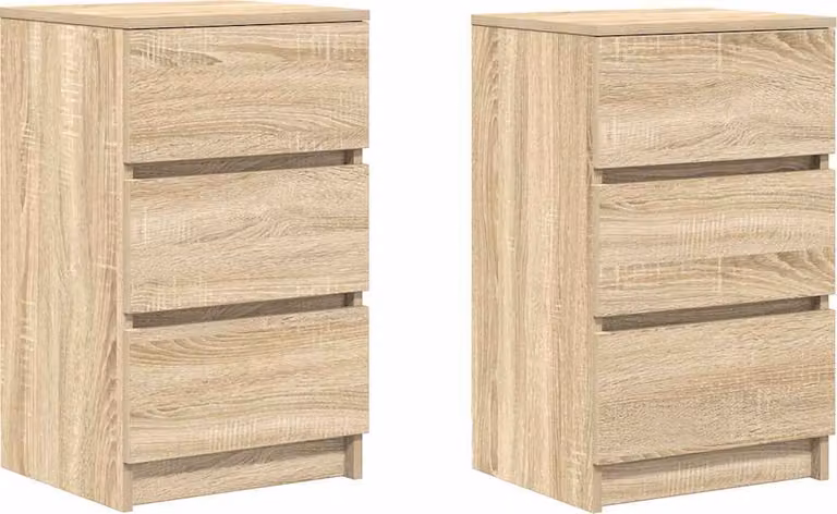 Comodini con 3 Cassetti 2 pz Rovere Sonoma 39x35x65 cm