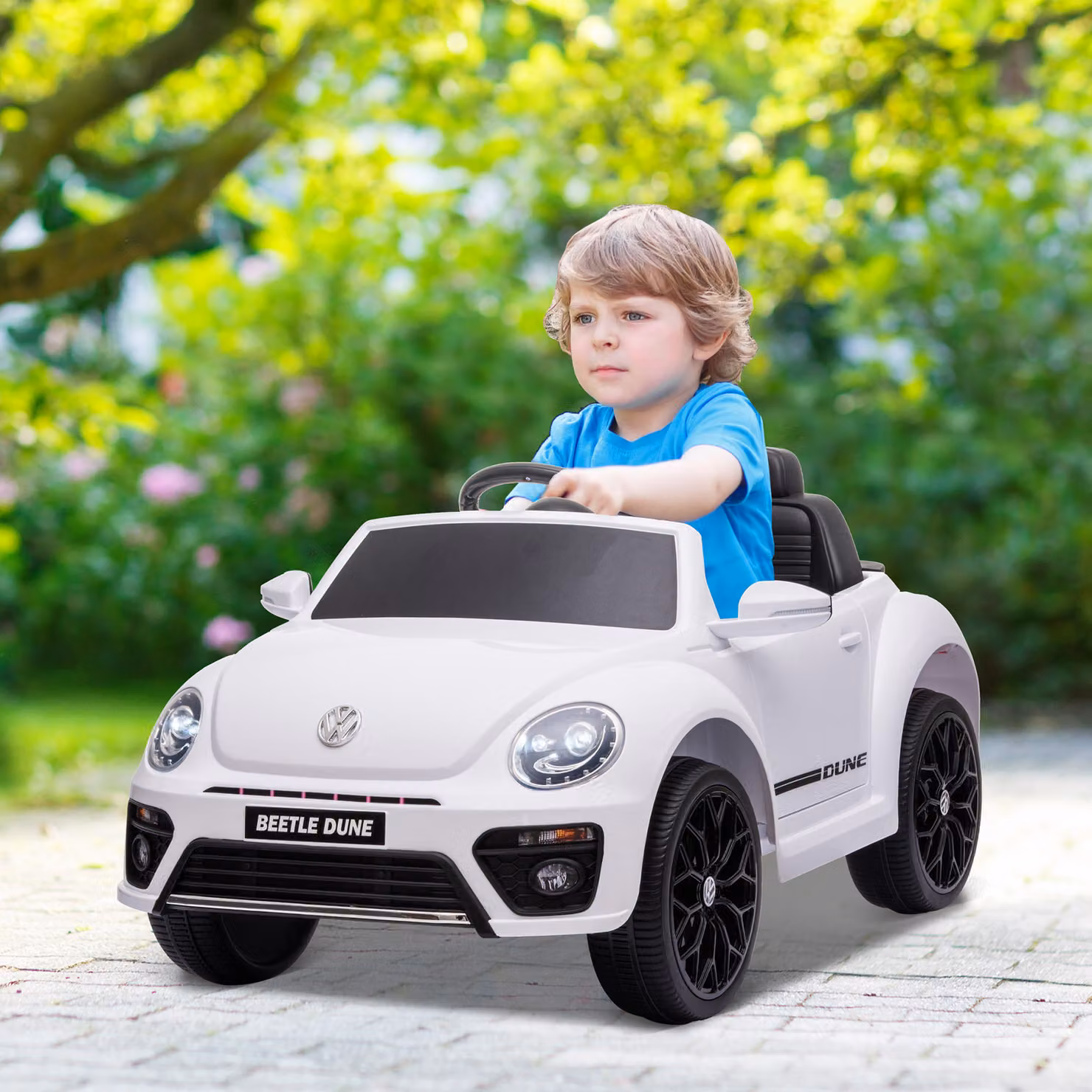 AIYAPLAY Auto elettrica per bambini Volkswagen Maggiolino con telecomando e musica, Bianco – 2