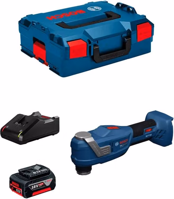 Utensile Multifunzione Bosch GOP 18V-30 con Batteria da 4,0 Ah e Caricatore GAL18V-40 in L-Boxx 136