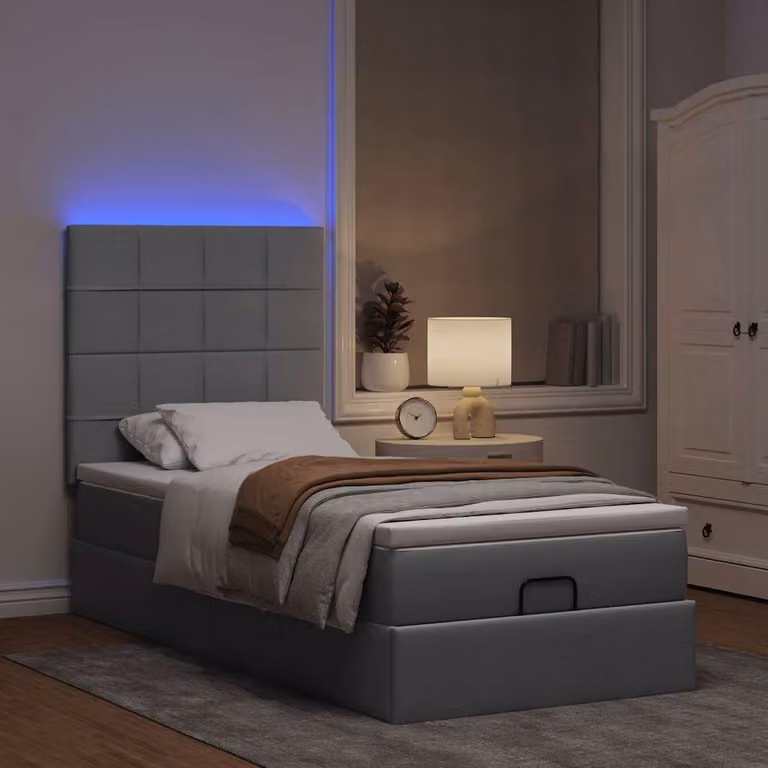 Maison Exclusive - Pouf Letto con Materasso e LED Grigio Chiaro 80x200cm Tessuto