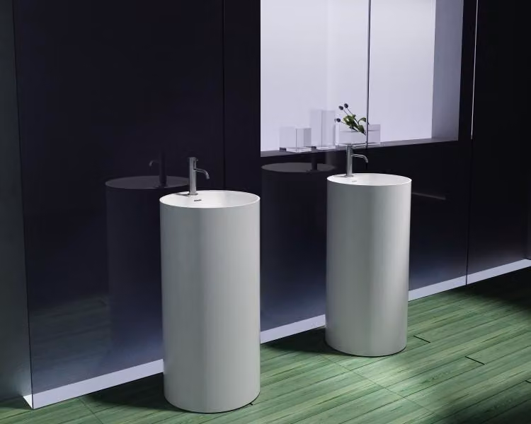 Lavabo freestanding PB2021 - Colata minerale - Bianco opaco - Ø 45 x 90 cm