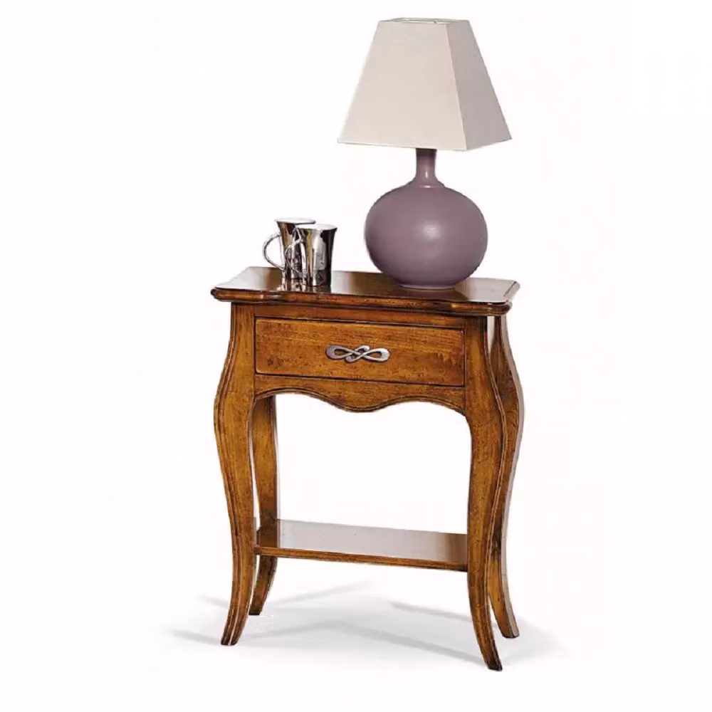 Comodino classico in legno grezzo con 1 cassetto e 1 ripiano Mobili 2G L/P/H: 54 x 36 x 69 cm – 3