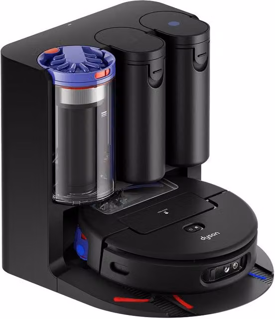Dyson Spot+Scrub AI Robot Aspirapolvere e Lavapavimenti con Stazione di Autopulizia a Acqua Calda, Colore Nero