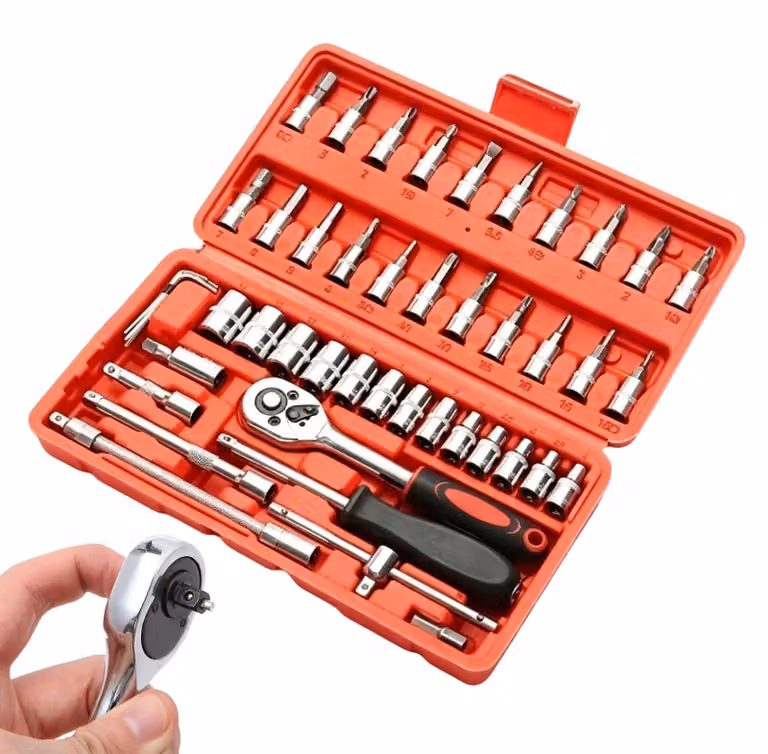 Set di chiavi a cricchetto da 46 pezzi, 1/4" - Contenitore per utensili di alta qualità - Yilceemy16705