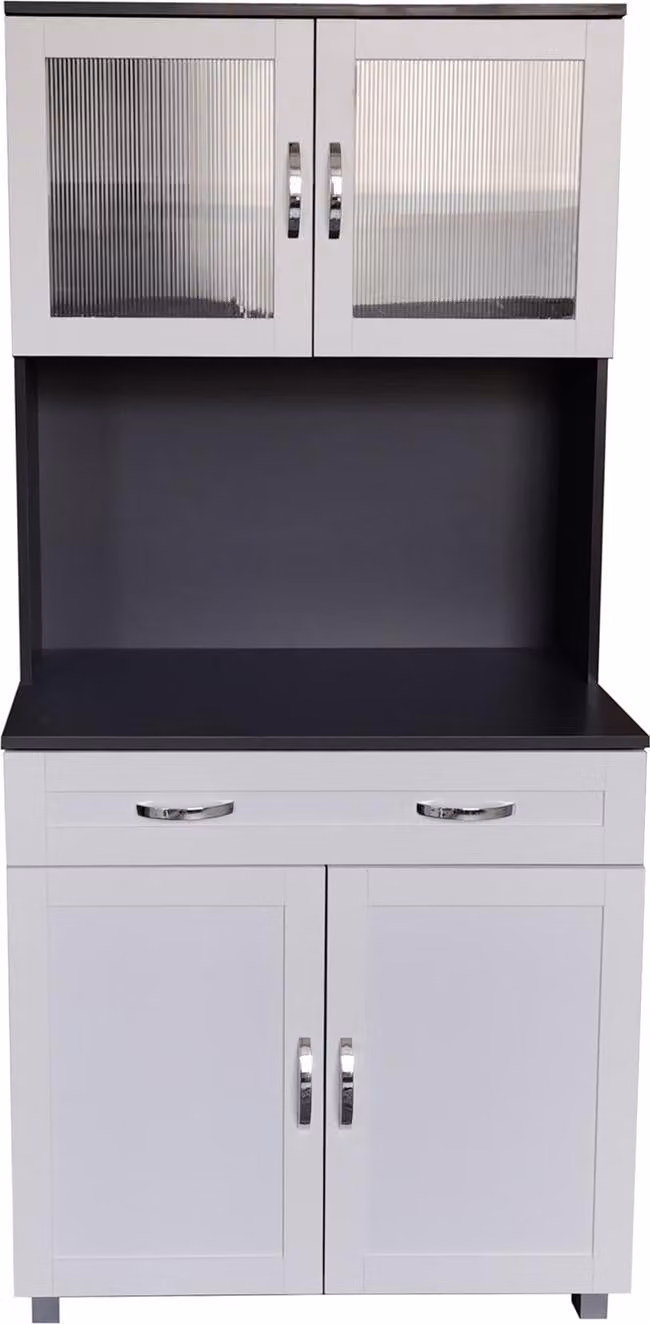 Buffet da cucina con parte in vetro grigio/bianco Blanca