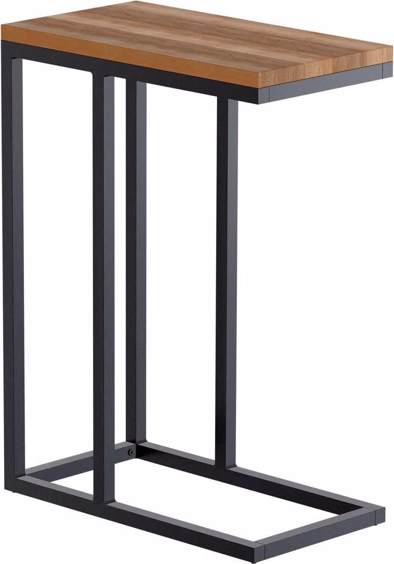 Tavolino, tavolino - Design robusto - Rovere massiccio e metallo nero opaco | Dimensioni: 46x25x63 cm