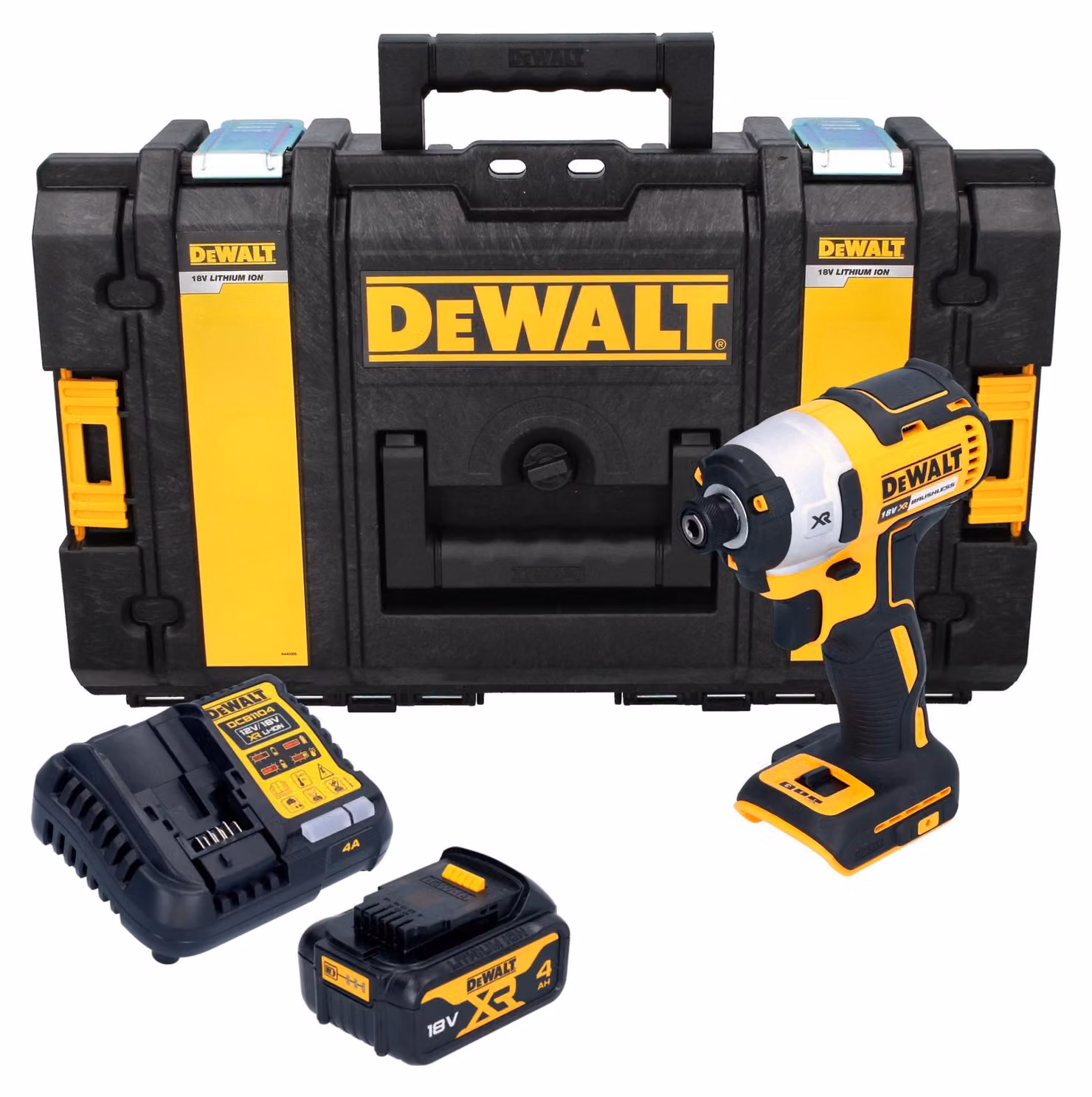 Avvitatore a impatto a batteria DeWalt DCF 887 M1 18 V 205 Nm 1/4" brushless + 1 batteria da 4,0 Ah + caricabatterie + valigetta resistente