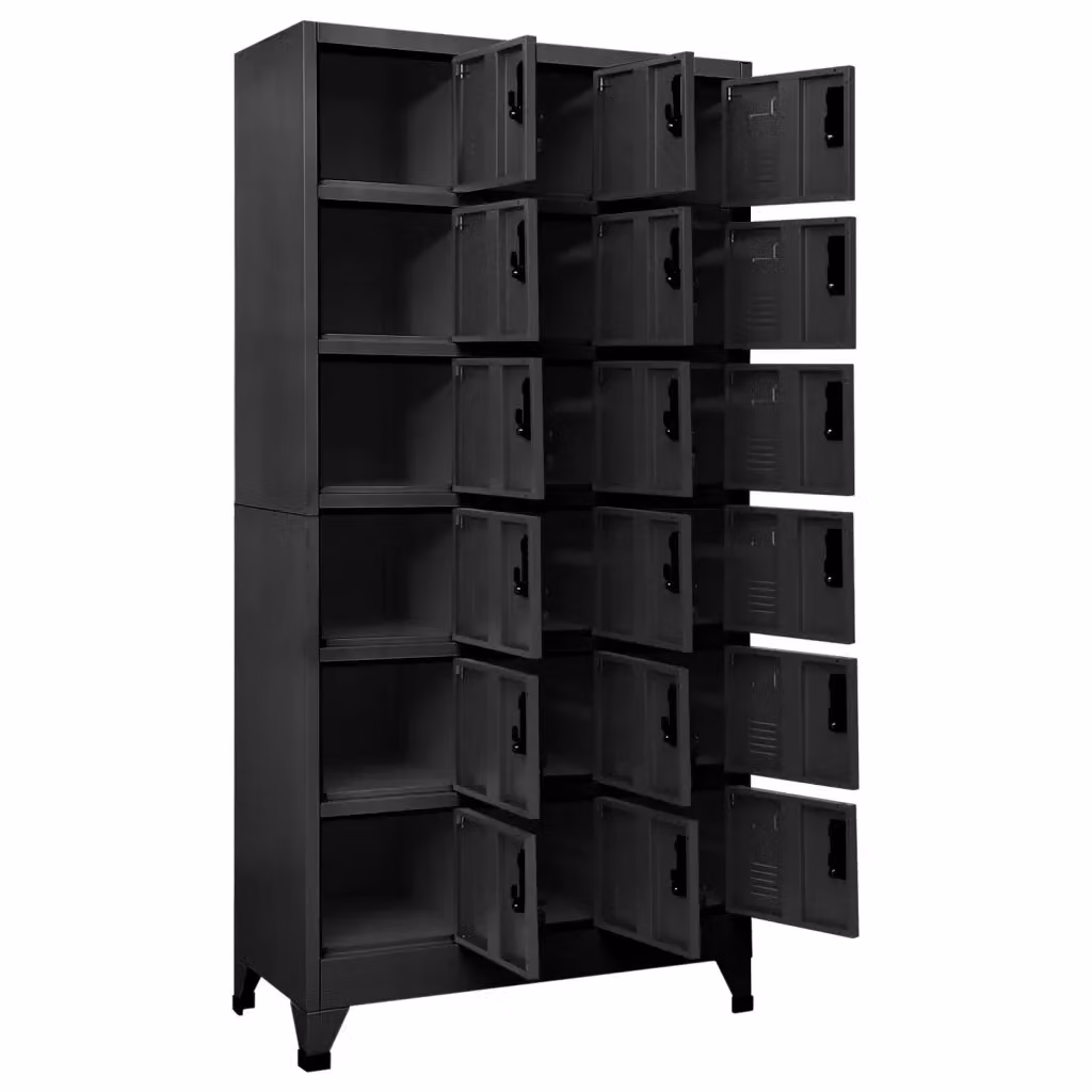 Armadietto moderno in metallo vidaXL con serratura e ante a battente, colore antracite opaco, L: 90 cm, P: 40 cm, H: 180 cm – 2