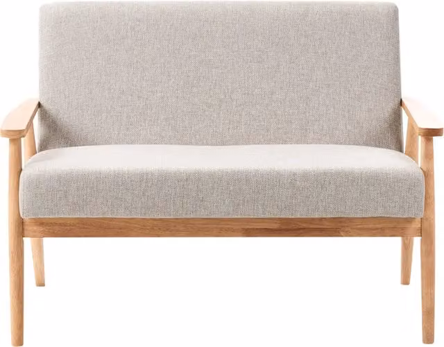 Divano da salotto a 2 posti BELIANI in tessuto grigio e marrone con struttura in legno stile mid-century L: 111 cm, P: 79 cm, H: 72 cm
