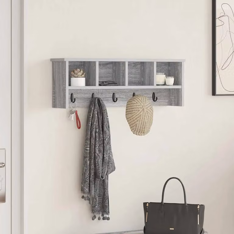 vidaXL Appendiabiti a muro moderno in MDF Grigio, L 75 x P 26 x H 16 cm