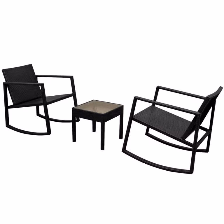 set bistrot 3 pezzi in poly rattan nero