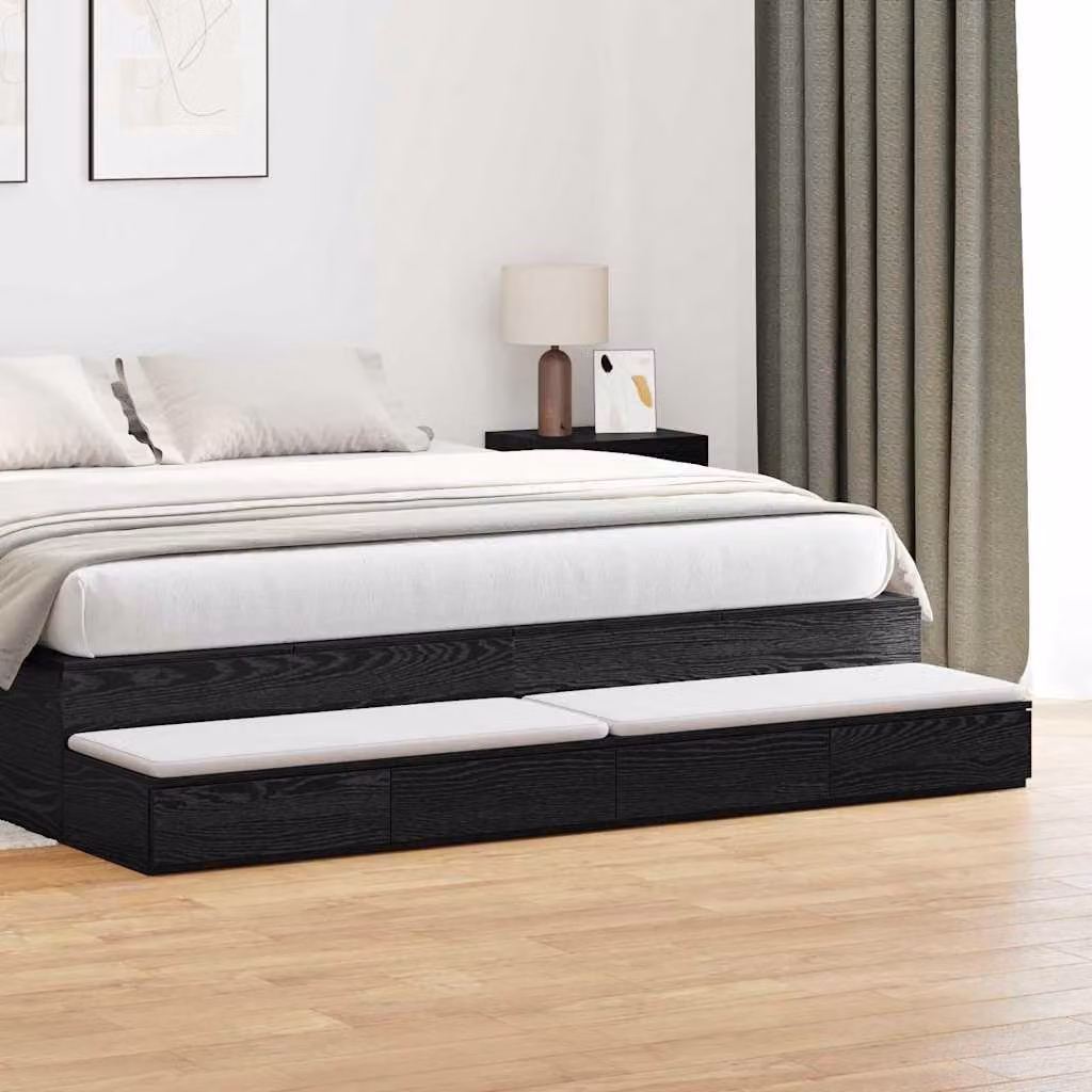 SYFAX™ Cassetti per letto Rovere Nero 180 x 36,5 x 16,5 cm