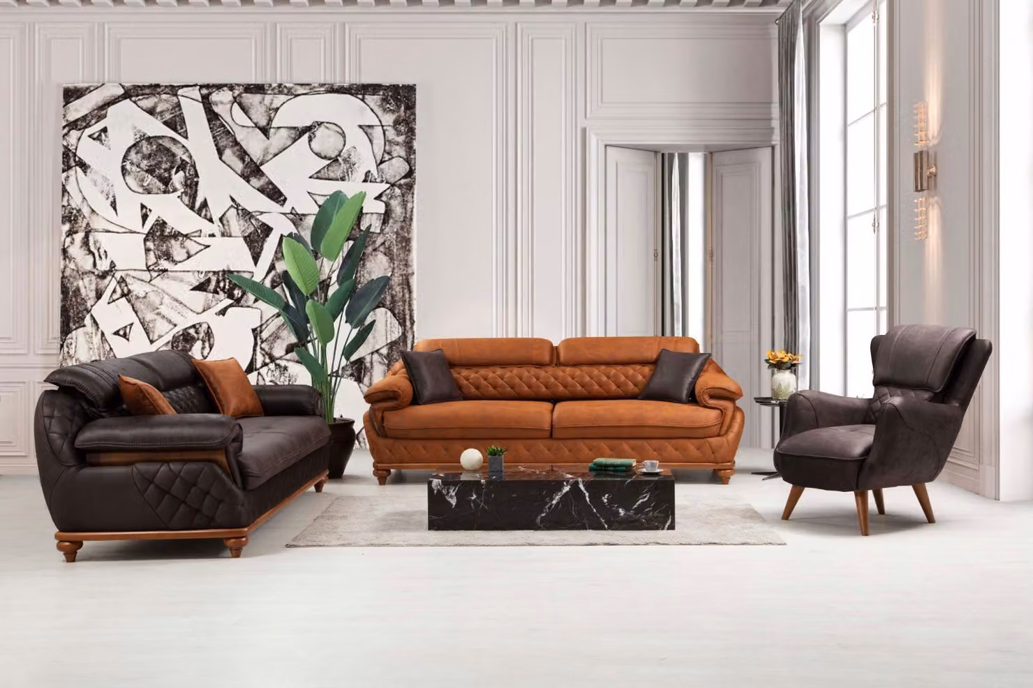 Wohnzimmer Komplett 3tlg Modern 2x Dreisitzer Sofa Couch Luxus Sessel