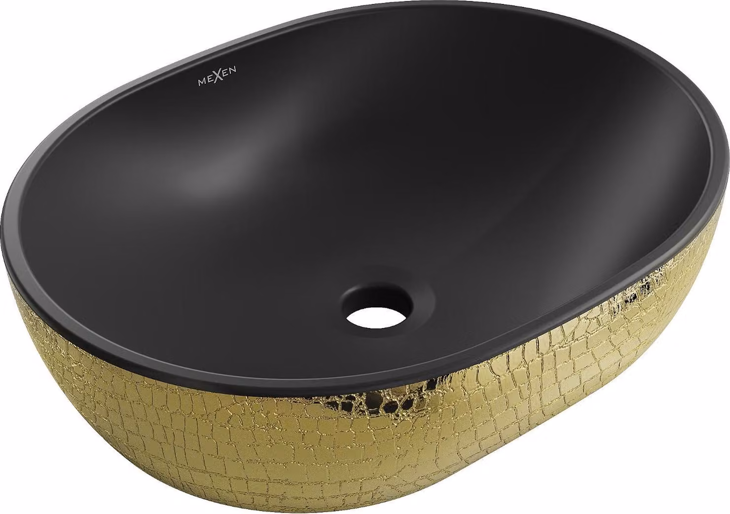 Mexen Viki lavabo da appoggio 48 x 35 cm, nero opaco/motivo dorato a scaglie - 21054878