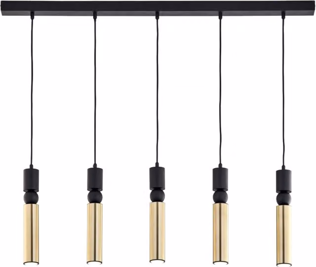 Lampada sospesa barra ALAS 100cm nero oro 5xGU10 Jupiter
