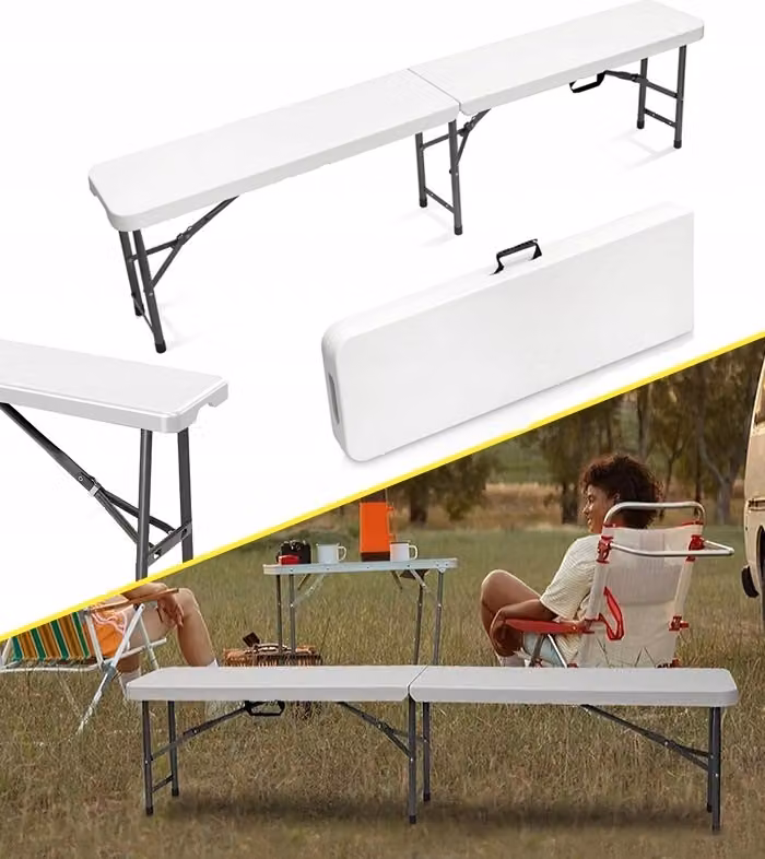 Panca pieghevole in valigia 180 cm Catering Banchetti Giardino Bianco