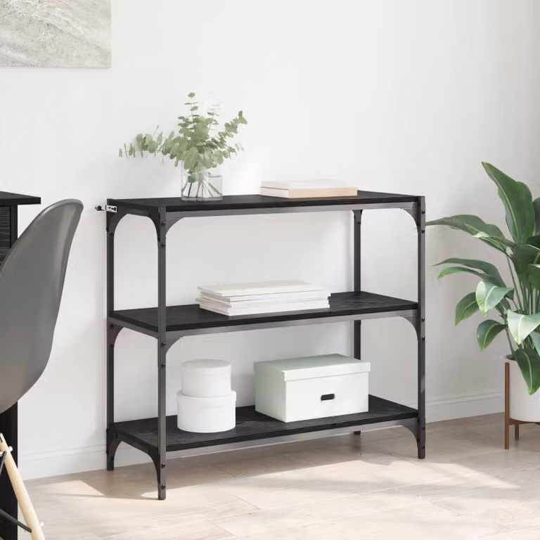 Armadio per libri in stile industriale vidaXL in MDF e metallo, colore nero e marrone, L 80 cm x P 33 cm x H 70,5 cm
