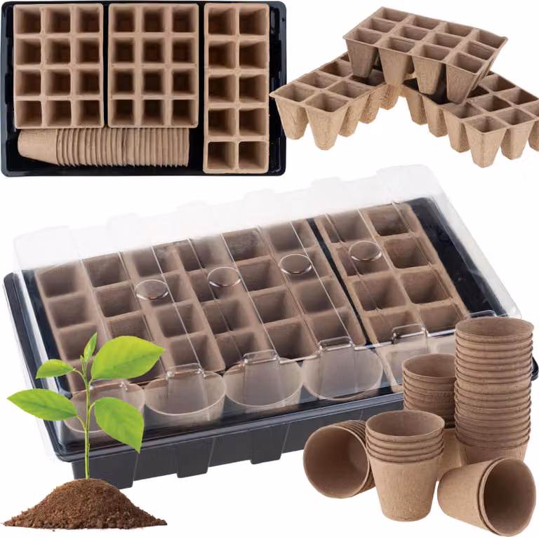 Set per piantine, mini-serra Per piantine, vasi di torba