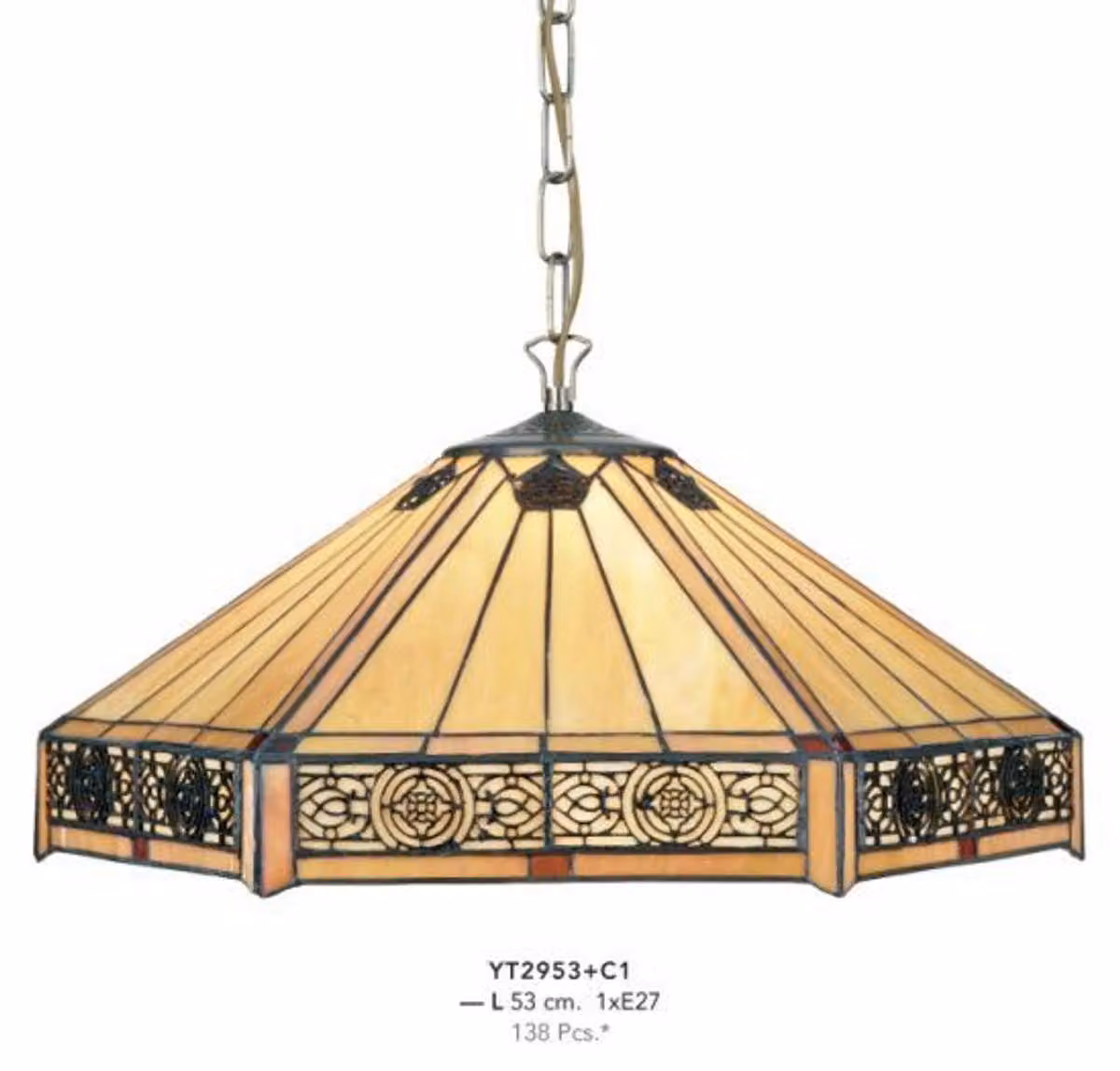 Lampada a sospensione Casa Padrino, stile Art Déco, vetro colorato, diametro 53 cm, 1 luce