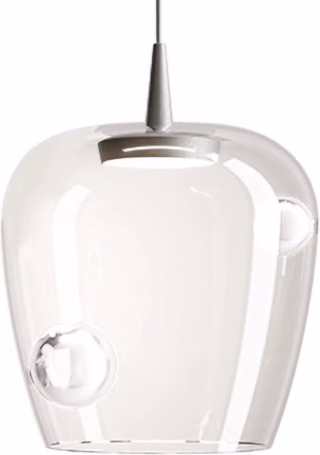Zafferano Lampada a sospensione Bilia 27cm LED 8W 2700K in vetro borosilicato soffiato e alluminio con decorazione sferica - Colore Trasparente