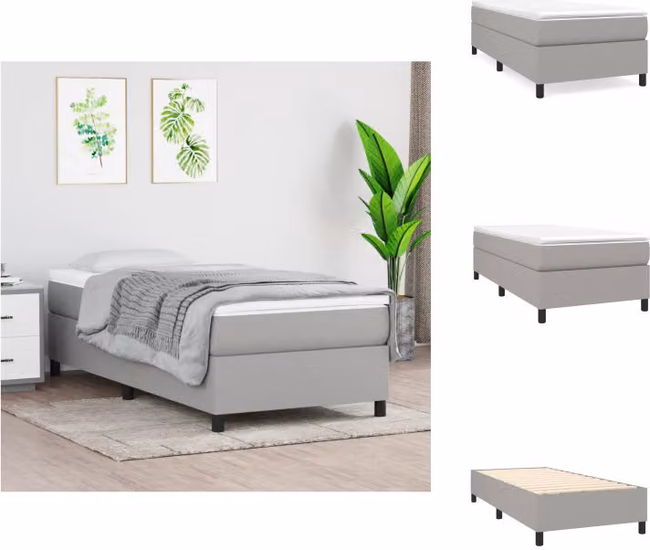 vidaXL Boxspring letto grigio chiaro 100x200 cm in tessuto - Letti e strutture letto
