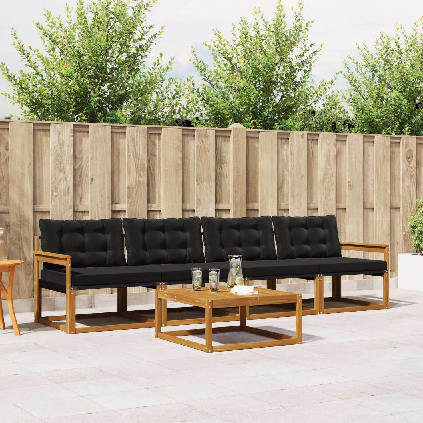 vidaXL Set di divani da esterno 5 pz Naturale e Nero