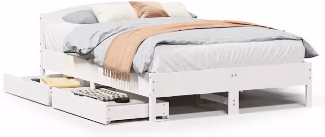 Letto matrimoniale | Letto per adulti | Letto senza Materasso Bianco 135x190 cm Legno Massello di Pino