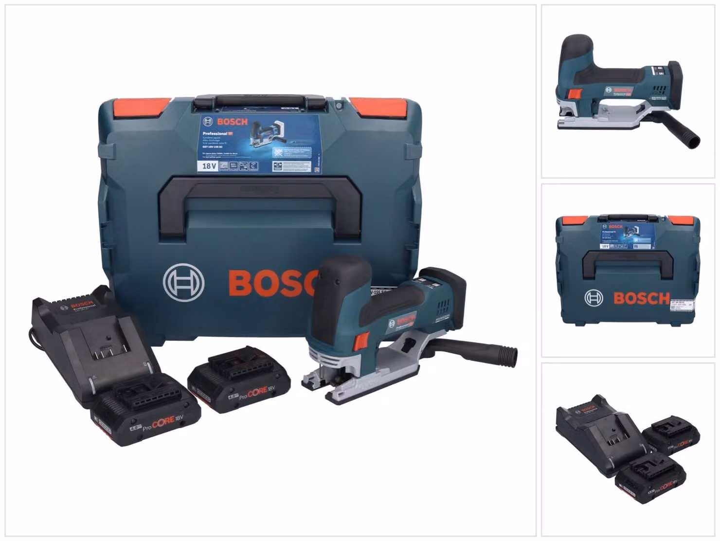 Bosch GST 18V-155 SC seghetto alternativo a batteria 2x 4,0 Ah ProCORE18V + caricabatterie in L-Boxx - 06015B0002